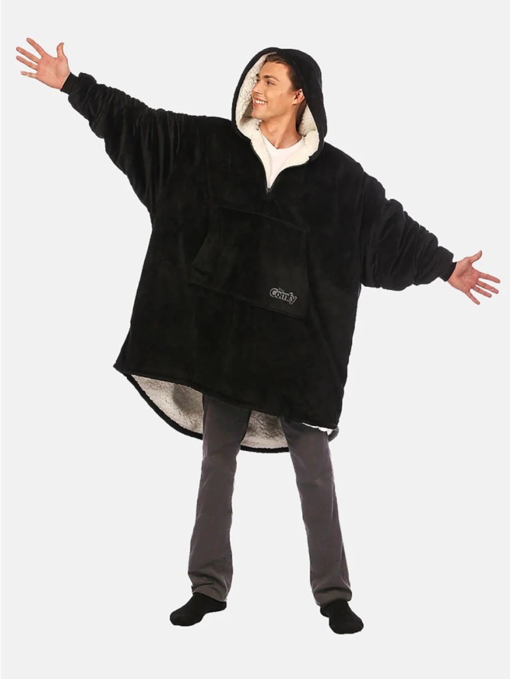 Cozy Oversized Hooded Wearable Blanket - Black